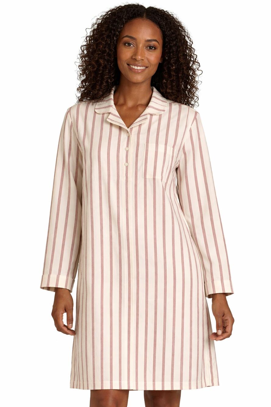 Garnet Hill Organic Cotton Heritage Flannel Pajama Dress Womens Size Small New
